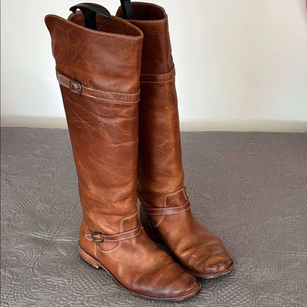 Vintage Frye boots. Strap details, soles have been redone.